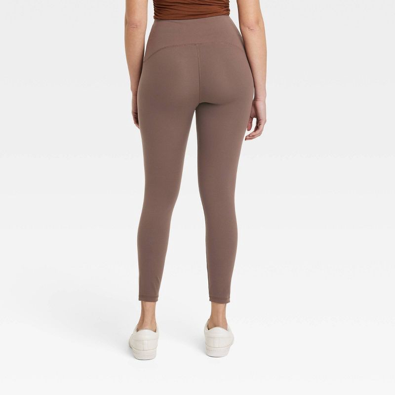 Women's High Waisted Everyday Active 7/8 Leggings - A New Day Brown M 1 ct