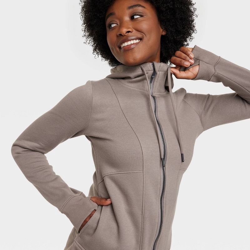 Women's Fleece Full Zip Hoodie - All In Motion™ Gray S 1 ct