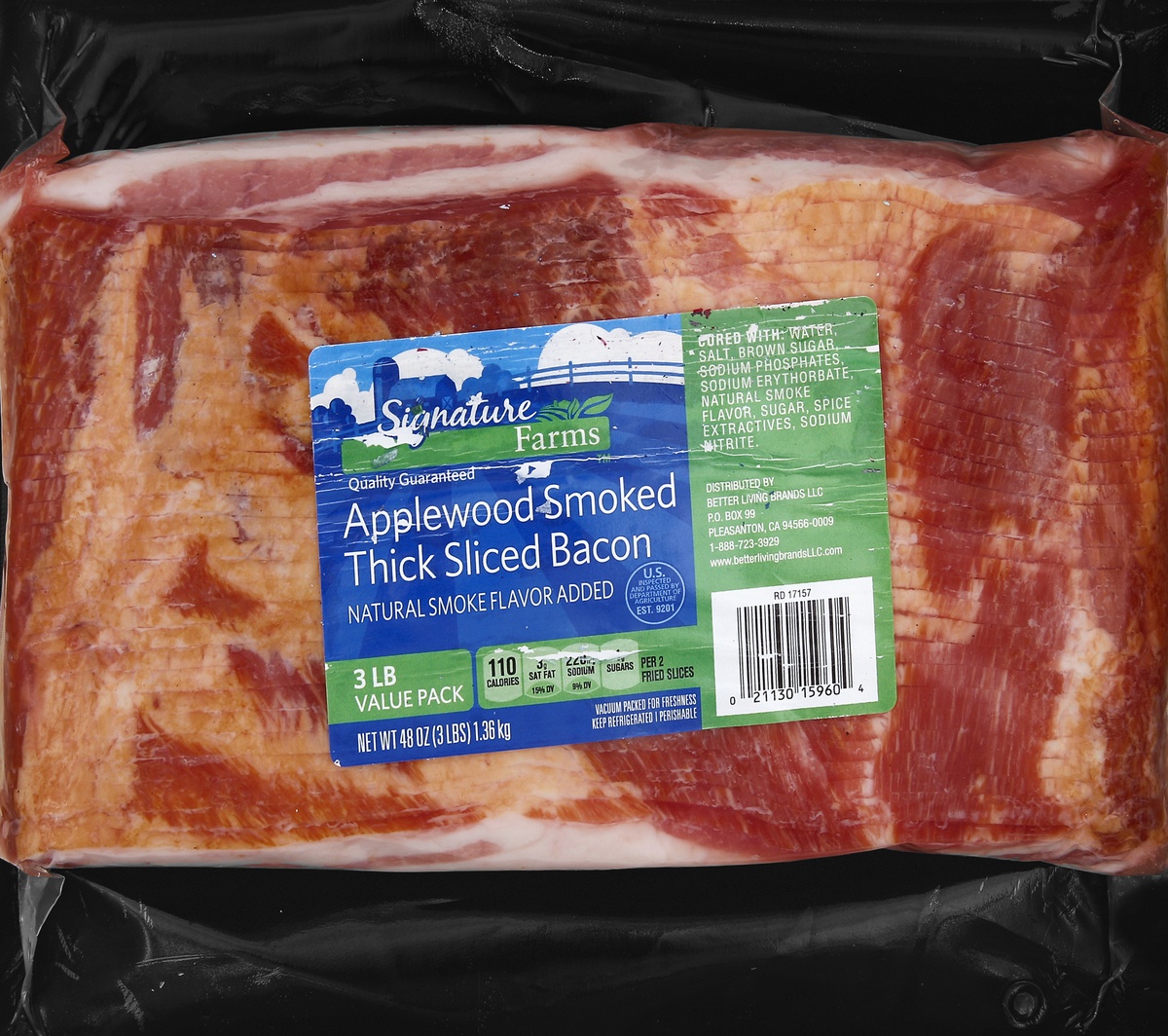 slide 3 of 5, Signature Thick Sliced Bacon Applewood, per lb