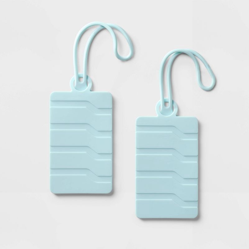 slide 3 of 3, 2pk Silicone Luggage Tag Muddy Aqua - Open Story™️: Flap Closure, Travel Accessories, 2 ct