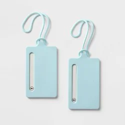 2pk Silicone Luggage Tag Muddy Aqua - Open Story™️: Flap Closure, Travel Accessories