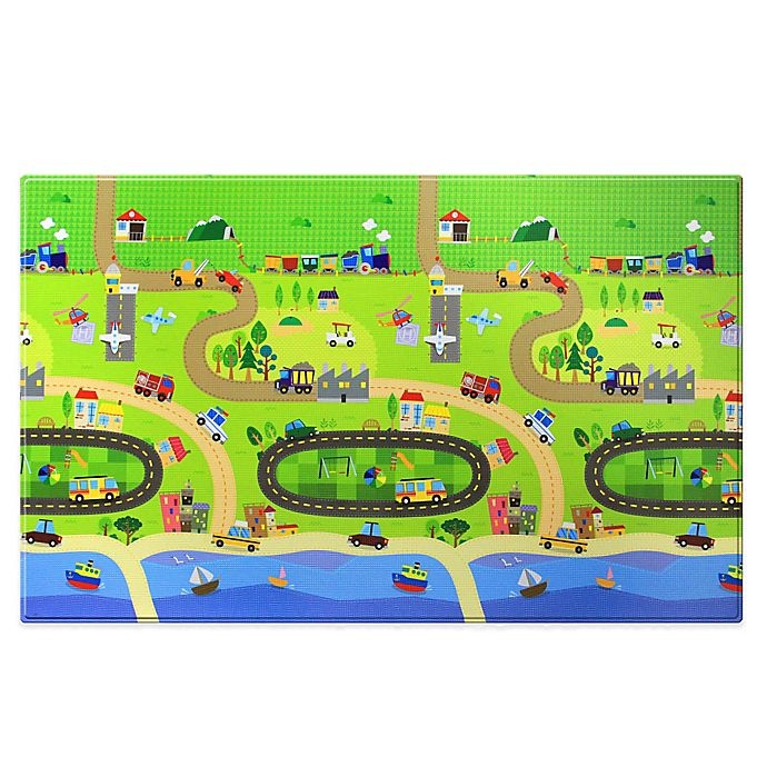 slide 1 of 5, BABY CARE Large Baby Play Mat - Happy Village, 1 ct