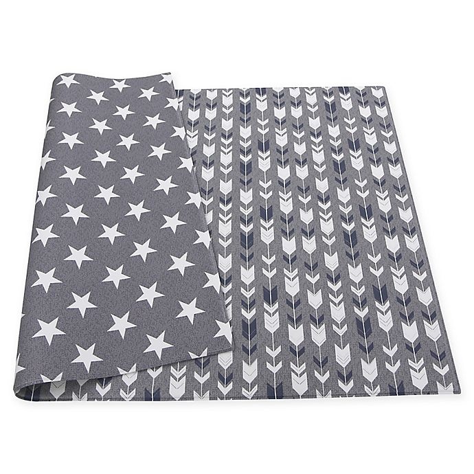 slide 1 of 9, BABY CARE Reversible Arrows and Stars Playmat - Grey, 1 ct