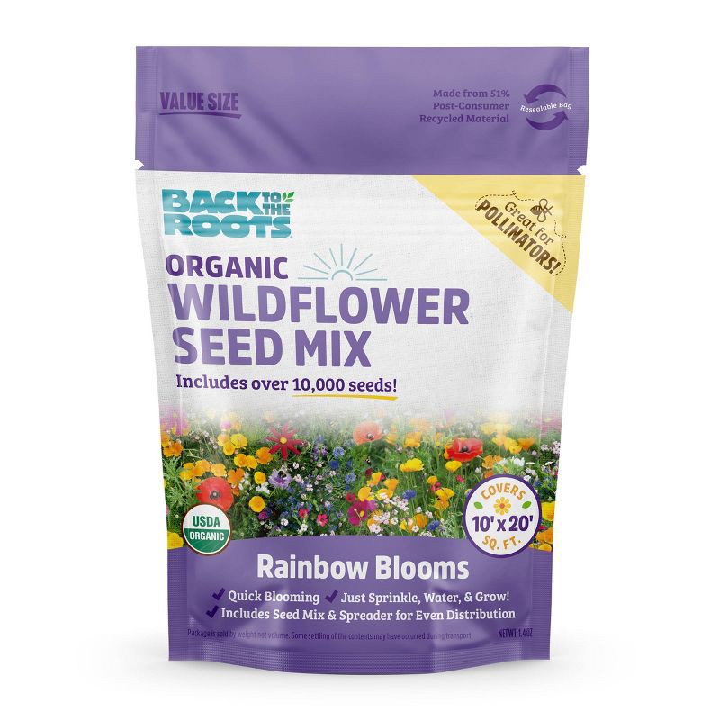 slide 1 of 7, Back to the Roots Organic Rainbow Blooms Wildflower Seed Mix, 1 ct