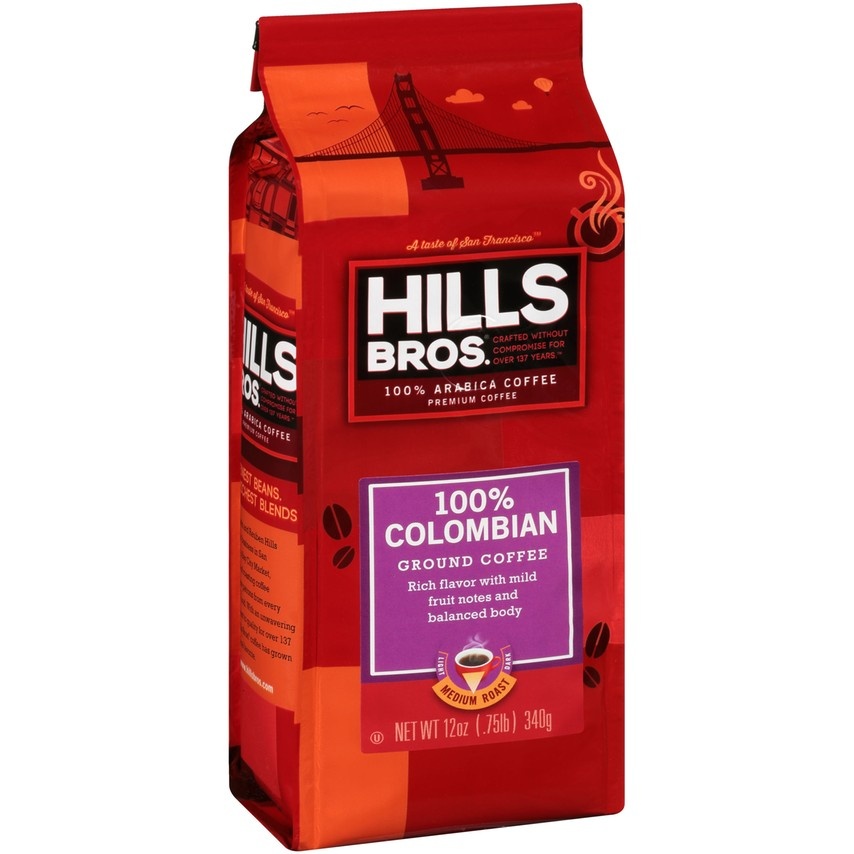 slide 1 of 1, Hills Bros. Colombian Ground Coffee Bag, 12 oz