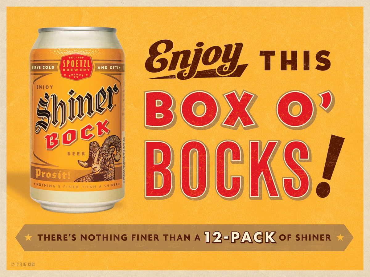 slide 1 of 3, Shiner Bock Box O' Bocks! Beer 12-12 fl. oz. Cans, 144 fl oz
