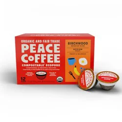 Peace Coffee Birchwood Medium Roast Coffee Pods - 12ct