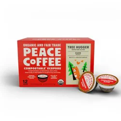 Peace Coffee Tree Hugger Dark Roast Coffee Pods - 12ct