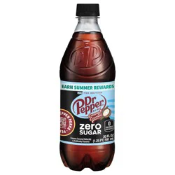 Dr Pepper Zero Sugar Creamy Coconut Soda, 20 fl oz bottle