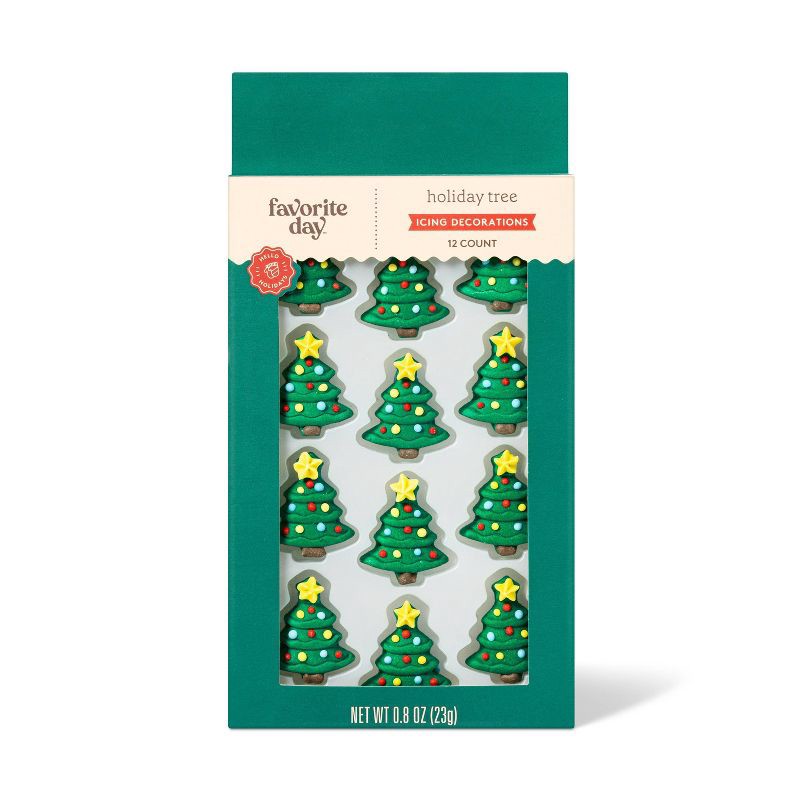 slide 1 of 3, Holiday Christmas Tree Icing Decorations - 12ct/0.8oz - Favorite Day™, 12 ct, 0.8 oz