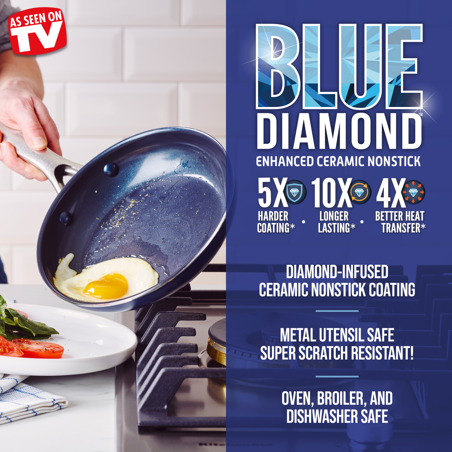slide 2 of 5, Blue Diamond Open Fry Pan 8 in, 8 in