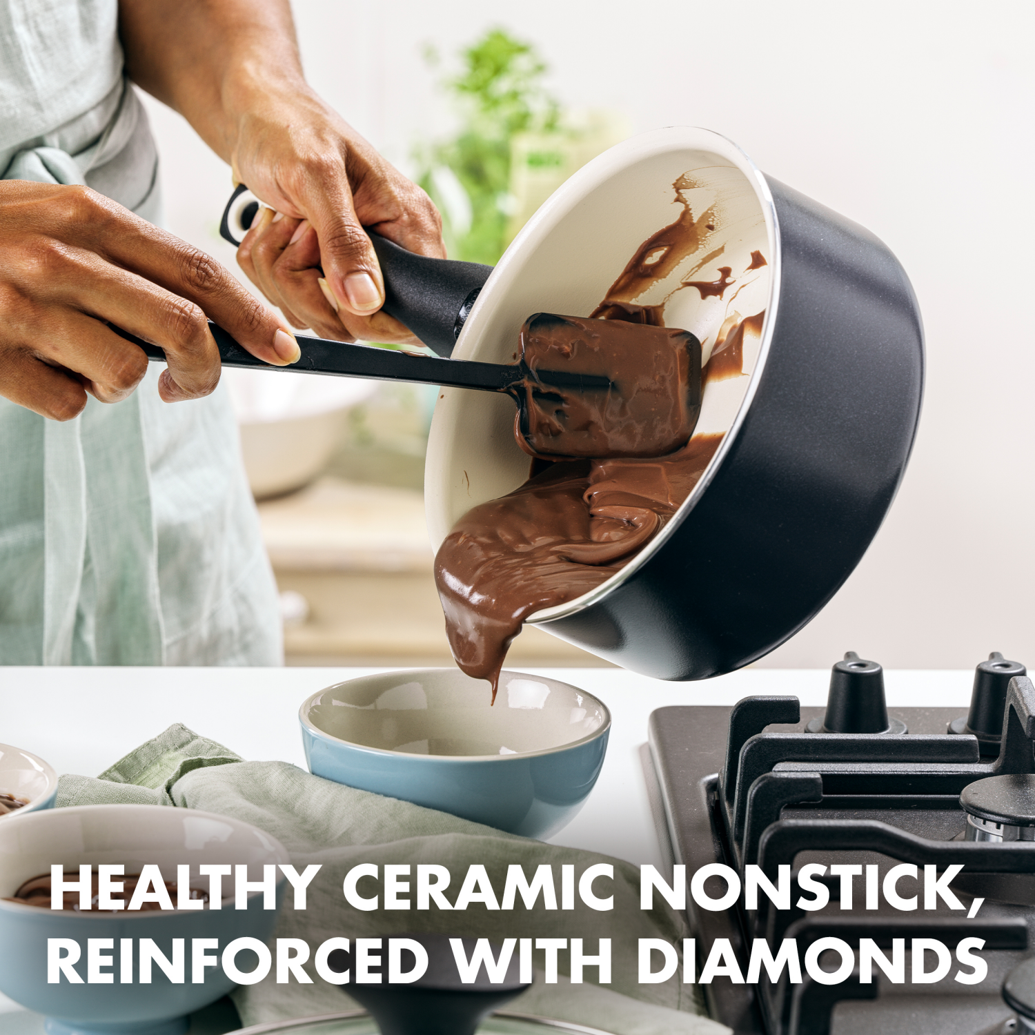 slide 2 of 8, GreenPan Rio Ceramic Nonstick Covered Saucepan - Black/Cream, 2 qt