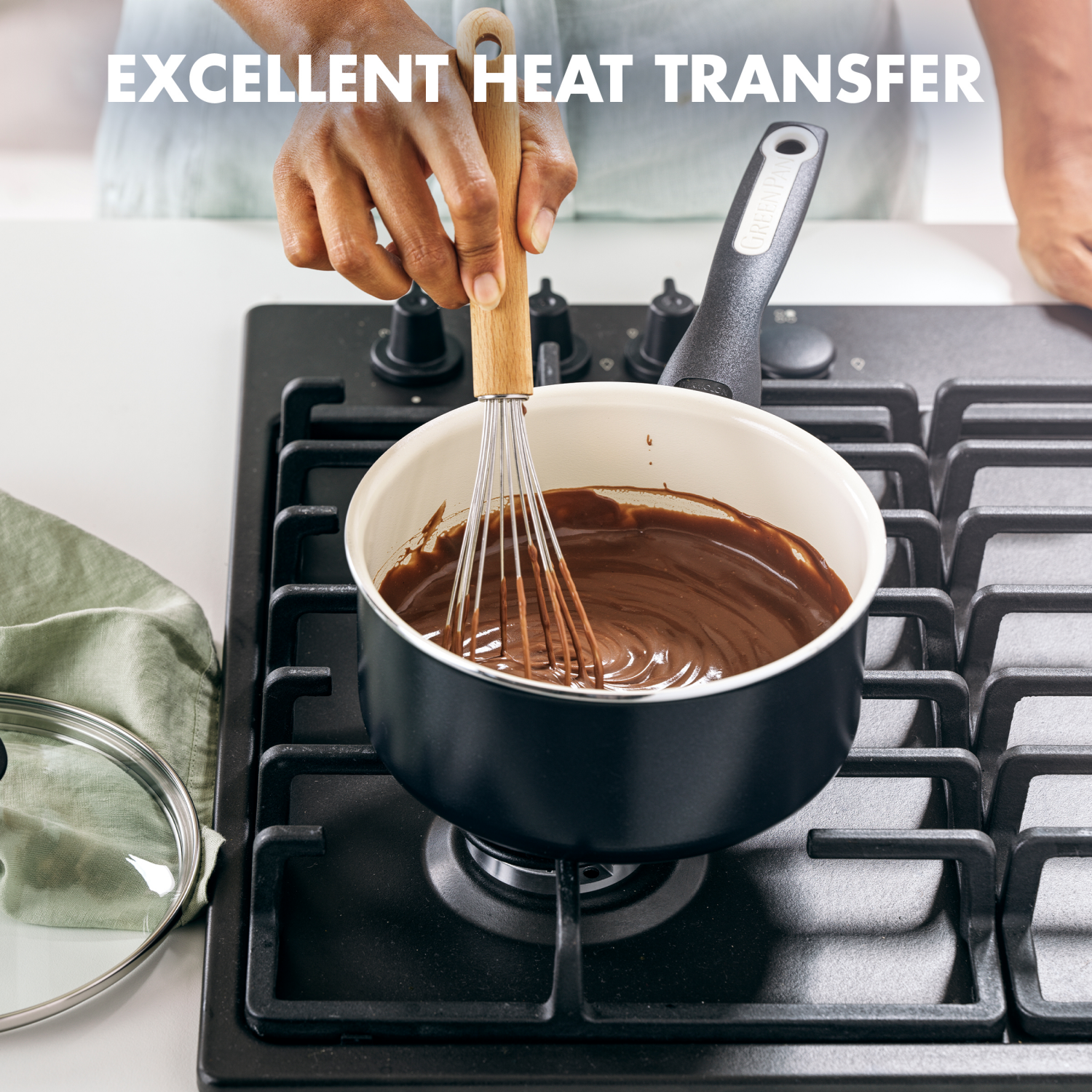 slide 8 of 8, GreenPan Rio Ceramic Nonstick Covered Saucepan - Black/Cream, 2 qt