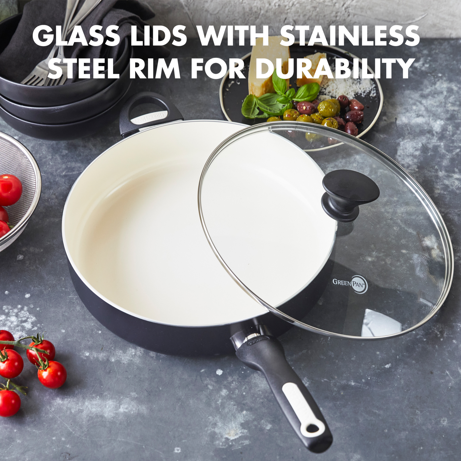 slide 3 of 8, GreenPan Diamond Rio Ceramic Sauté Pan, 5 qt