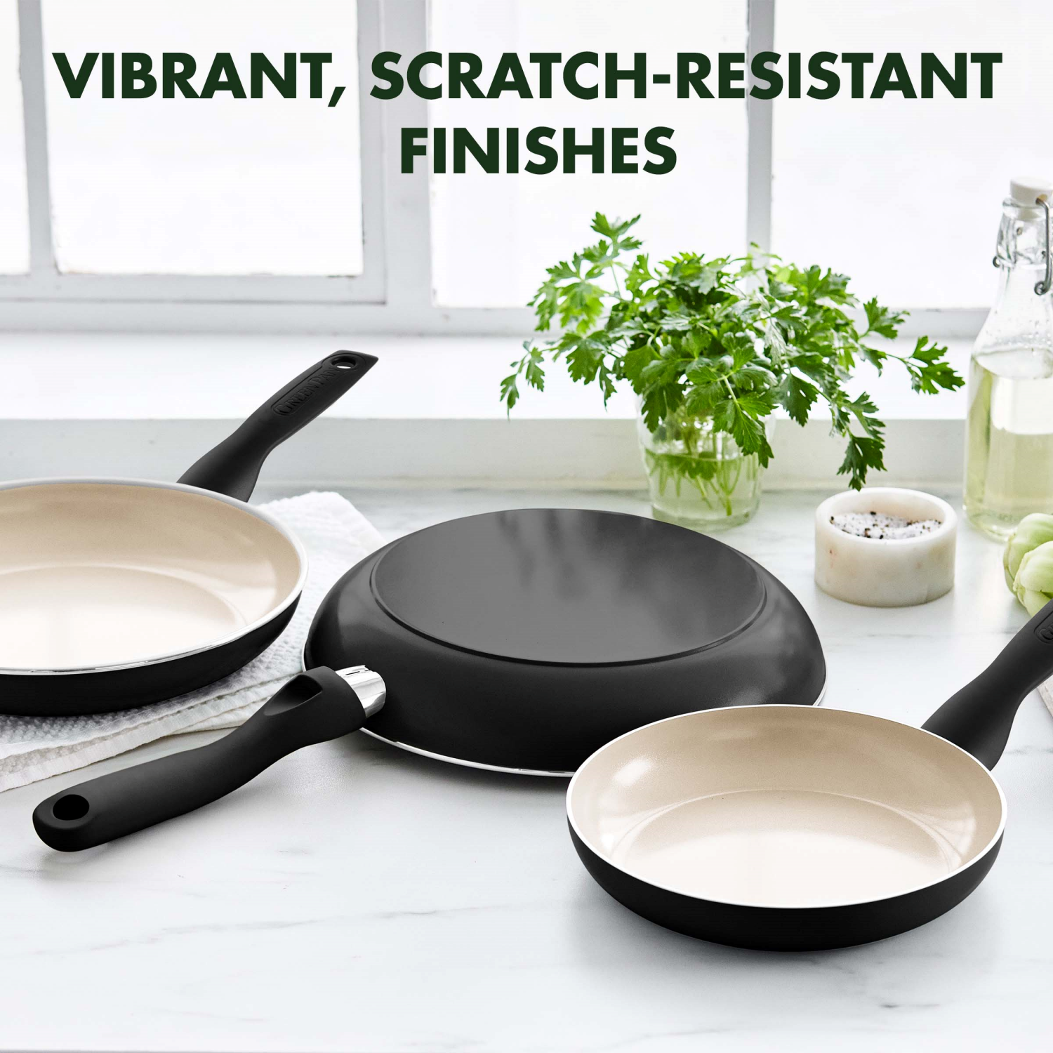 slide 7 of 8, GreenPan Black Rio Collection Ceramic Nonstick Frypan Set 7 Inch + 9.5 Inch + 11 Inch 3 Pieces 1 ea, 1 ct