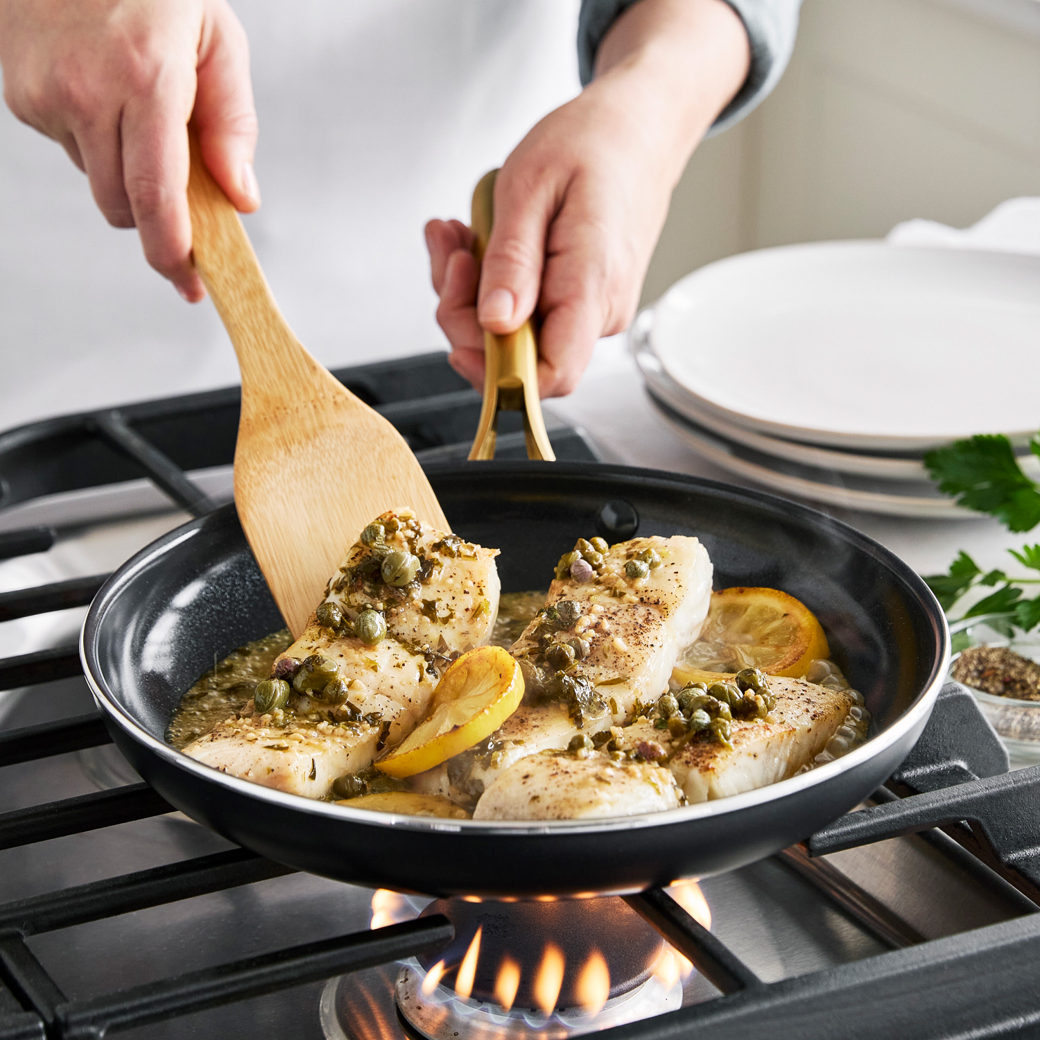 slide 7 of 7, GREEN PAN GreenPan Studio 12" Covered Frypan, Ceramic Nonstick - Black, 12 in