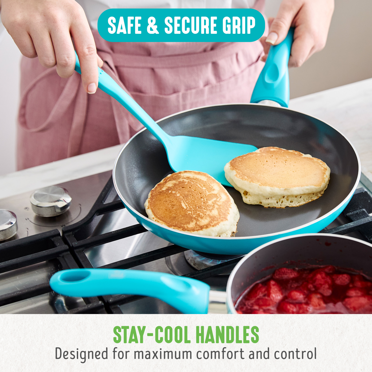 slide 3 of 8, GreenLife Essentials 8" Ceramic Nonstick Aluminum Frying Pan - Caribbean Blue, 8 in