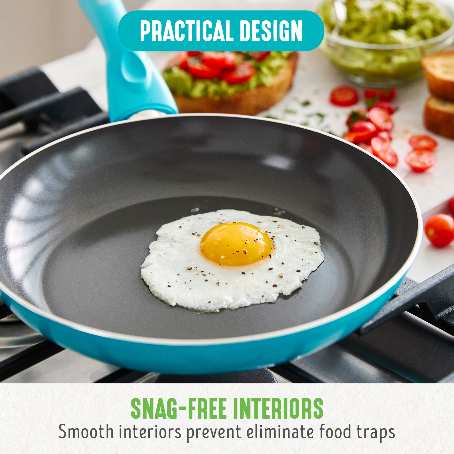 slide 6 of 8, GreenLife Essentials 8" Ceramic Nonstick Aluminum Frying Pan - Caribbean Blue, 8 in