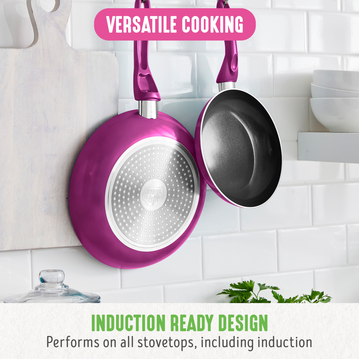 slide 2 of 8, GreenLife Essentials 8" Ceramic Nonstick Aluminum Frying Pan - Bright Pink, 8 in