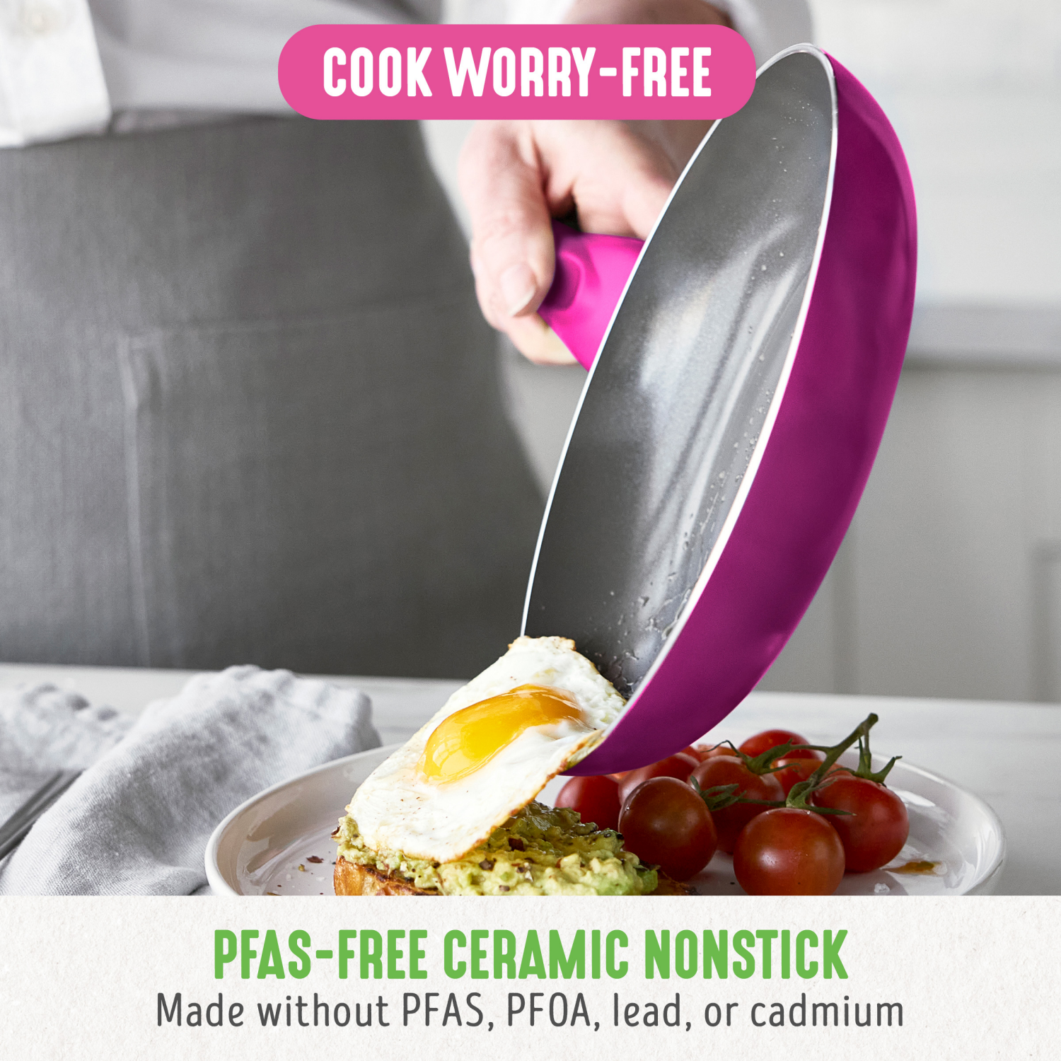 slide 4 of 8, GreenLife Essentials 8" Ceramic Nonstick Aluminum Frying Pan - Bright Pink, 8 in