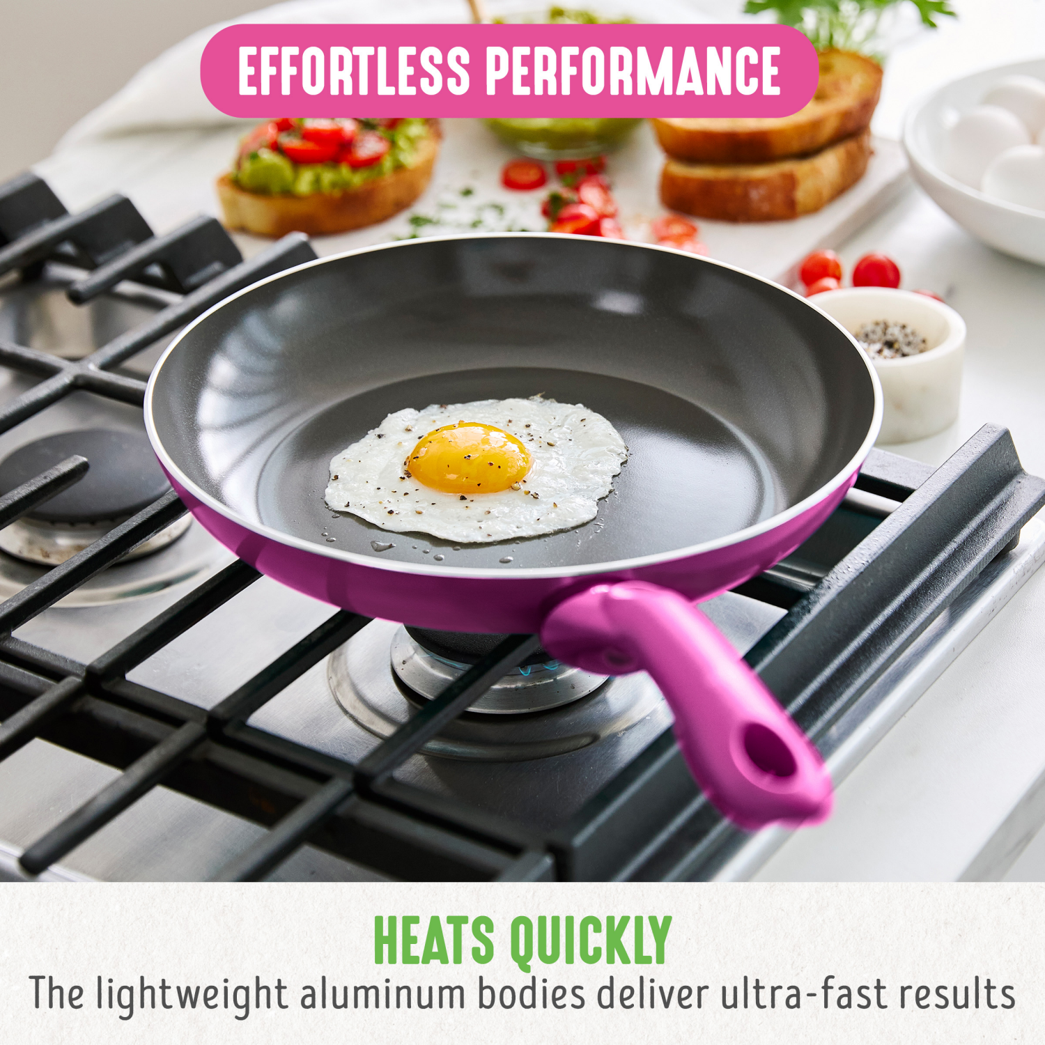 slide 8 of 8, GreenLife Essentials 8" Ceramic Nonstick Aluminum Frying Pan - Bright Pink, 8 in