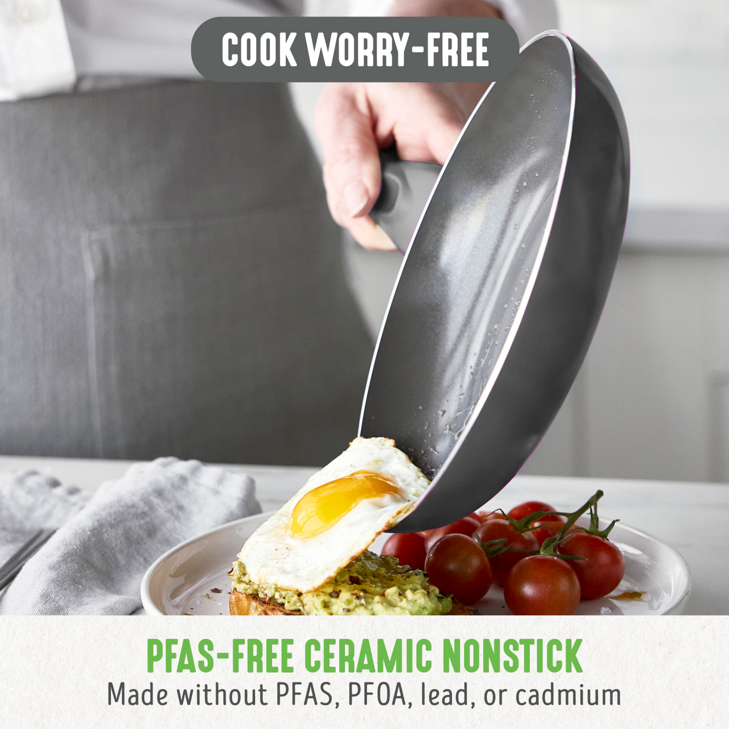slide 4 of 8, GreenLife Essentials 2Pc (8" And 10") Ceramic Nonstick Aluminum Frypan Set - Charcoal Grey, 2 ct
