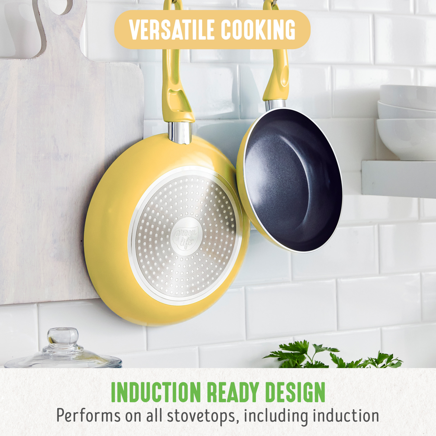 slide 2 of 8, GreenLife Essentials 8" Ceramic Nonstick Aluminum Frying Pan - Light Yellow, 8 in
