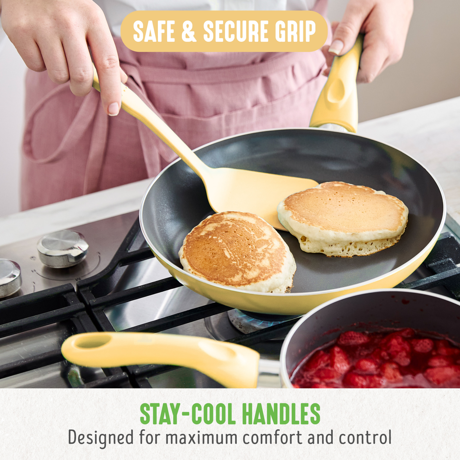 slide 3 of 8, GreenLife Essentials 8" Ceramic Nonstick Aluminum Frying Pan - Light Yellow, 8 in