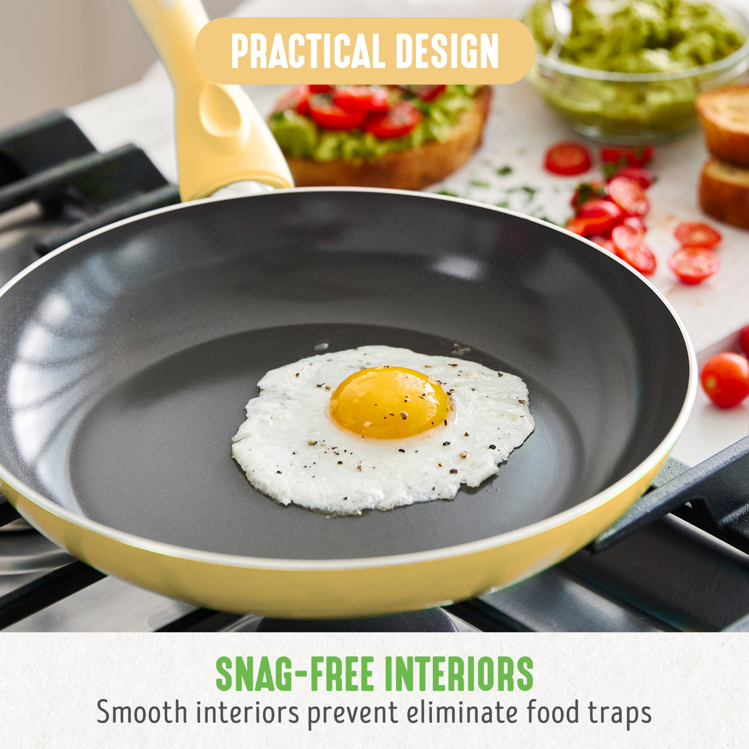 slide 6 of 8, GreenLife Essentials 8" Ceramic Nonstick Aluminum Frying Pan - Light Yellow, 8 in