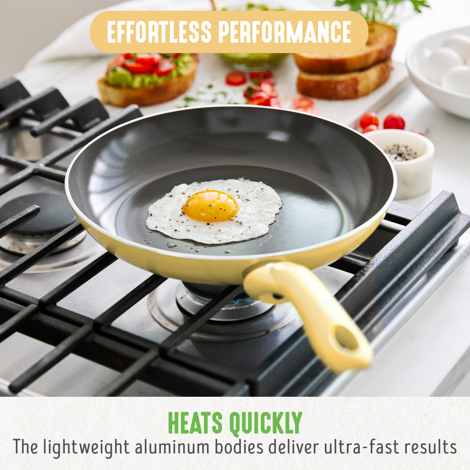 slide 8 of 8, GreenLife Essentials 8" Ceramic Nonstick Aluminum Frying Pan - Light Yellow, 8 in