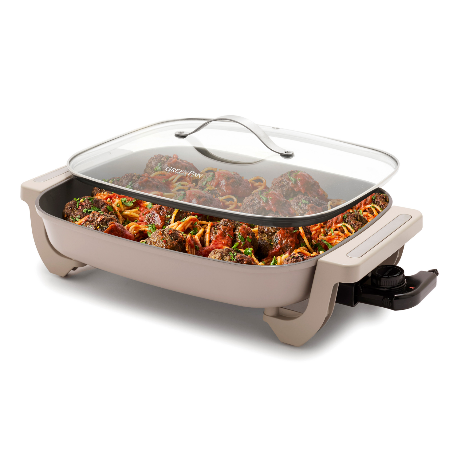 slide 1 of 8, GREEN PAN GreenPan 7-Quart Advanced Electric Skillet Grey, PFAS-Free Ceramic Nonstick, 7 qt