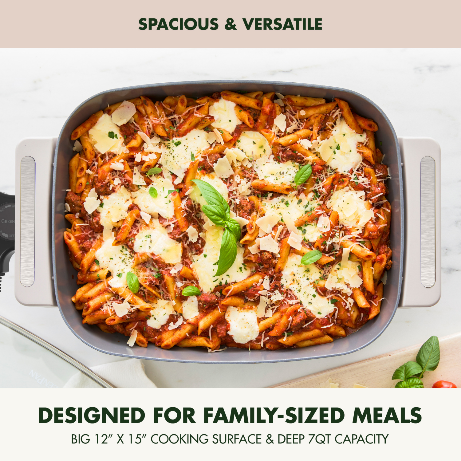 slide 3 of 8, GREEN PAN GreenPan 7-Quart Advanced Electric Skillet Grey, PFAS-Free Ceramic Nonstick, 7 qt