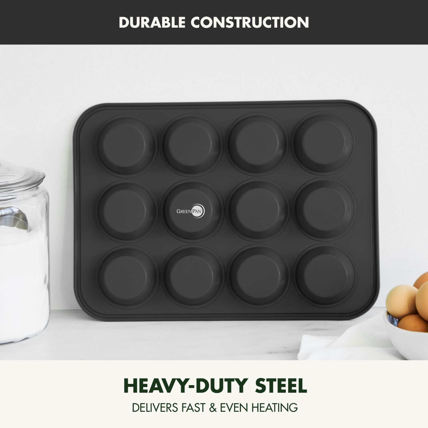 slide 4 of 8, GreenPan 12 Cup Healthy Ceramic Non-Stick Muffin Tin, 1 ct