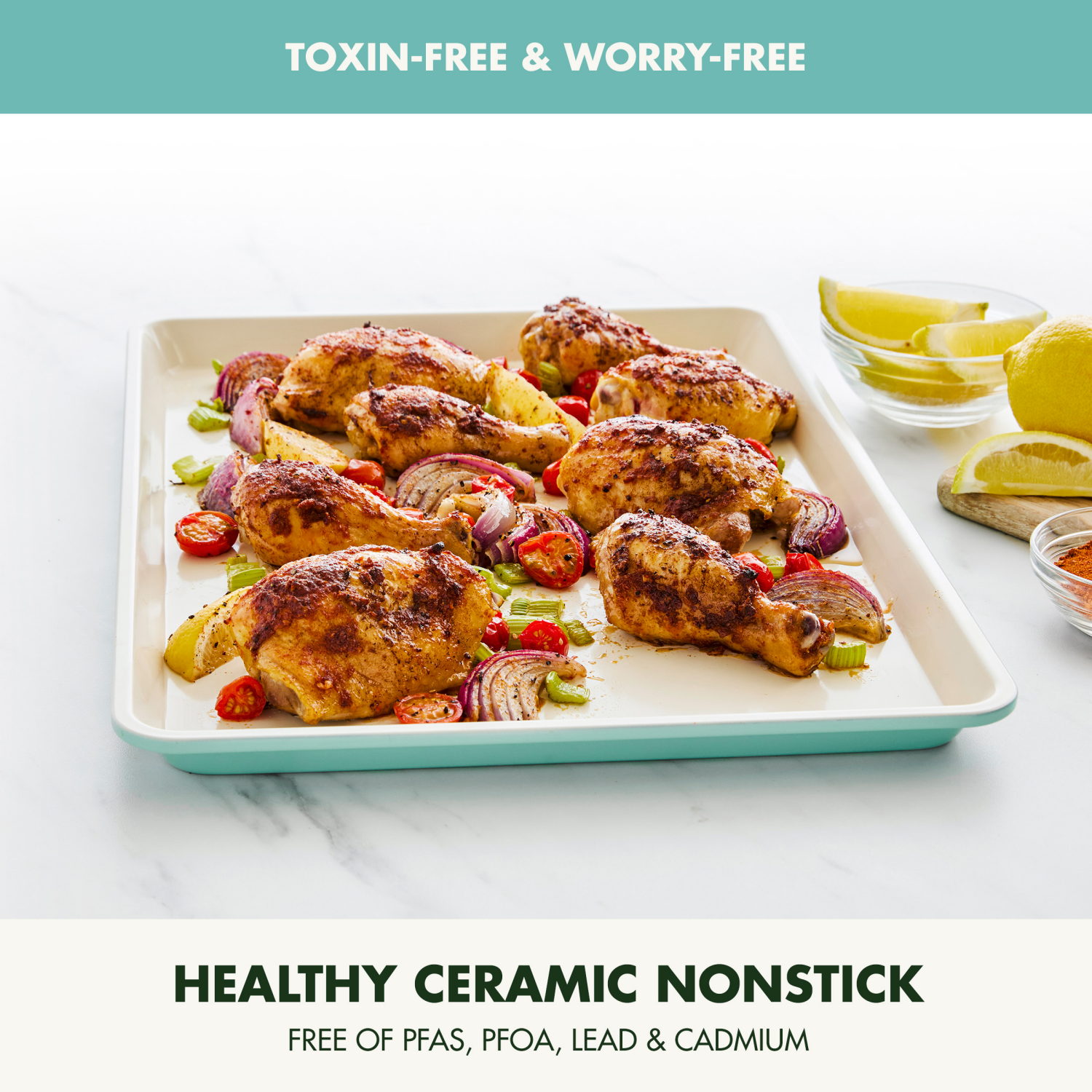 slide 2 of 8, GREEN PAN GreenPan 18"x13" Nonstick Ceramic Cookie Sheet Turquoise, 1 ct