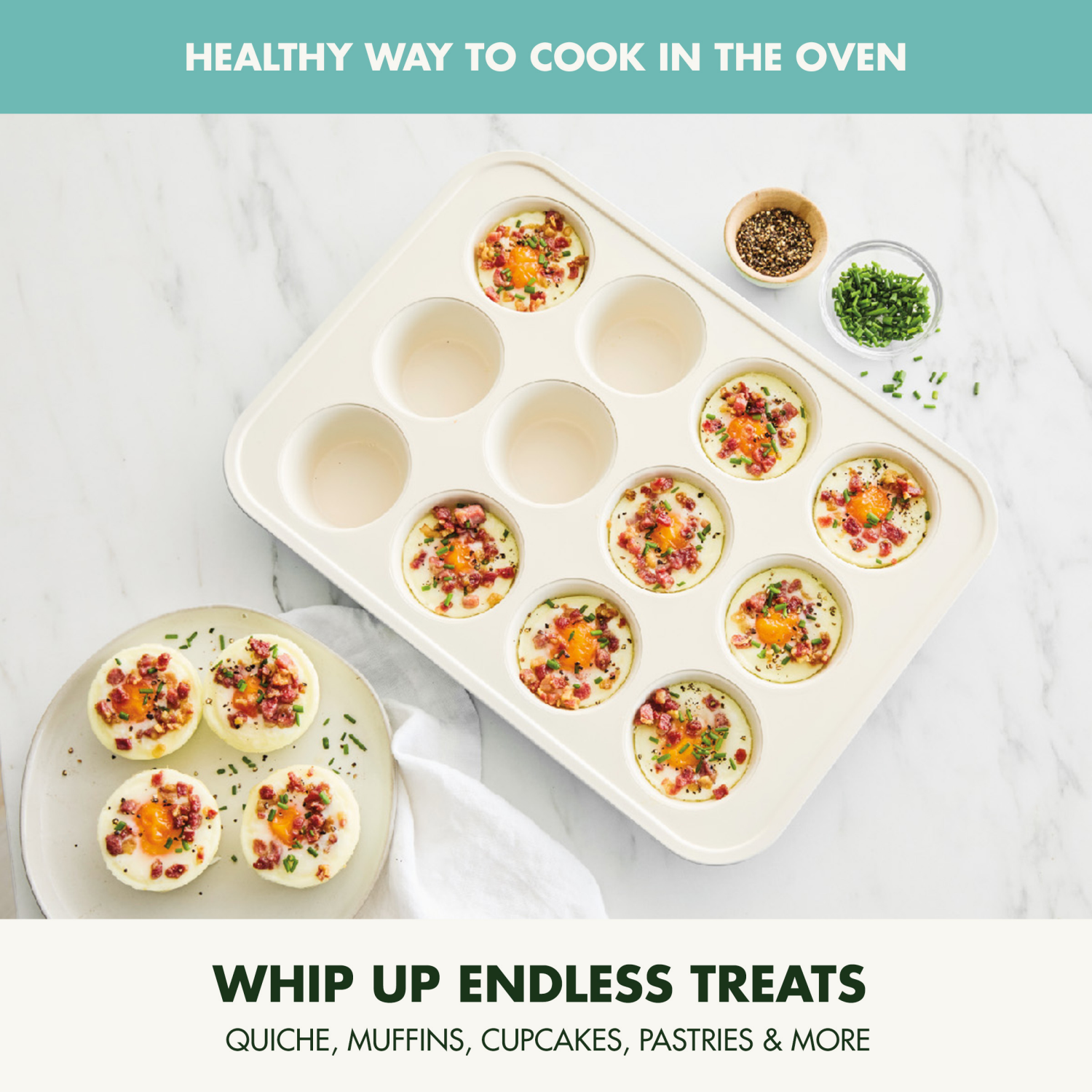 slide 8 of 8, GREEN PAN GreenPan Bakewell 12-Cup Muffin Pan, Healthy Ceramic Nonstick Bakeware, Turquoise, 1 ct
