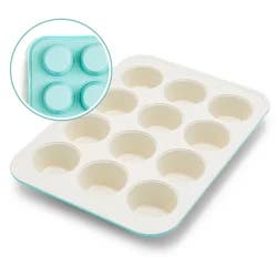 GREEN PAN GreenPan Bakewell 12-Cup Muffin Pan, Healthy Ceramic Nonstick Bakeware, Turquoise