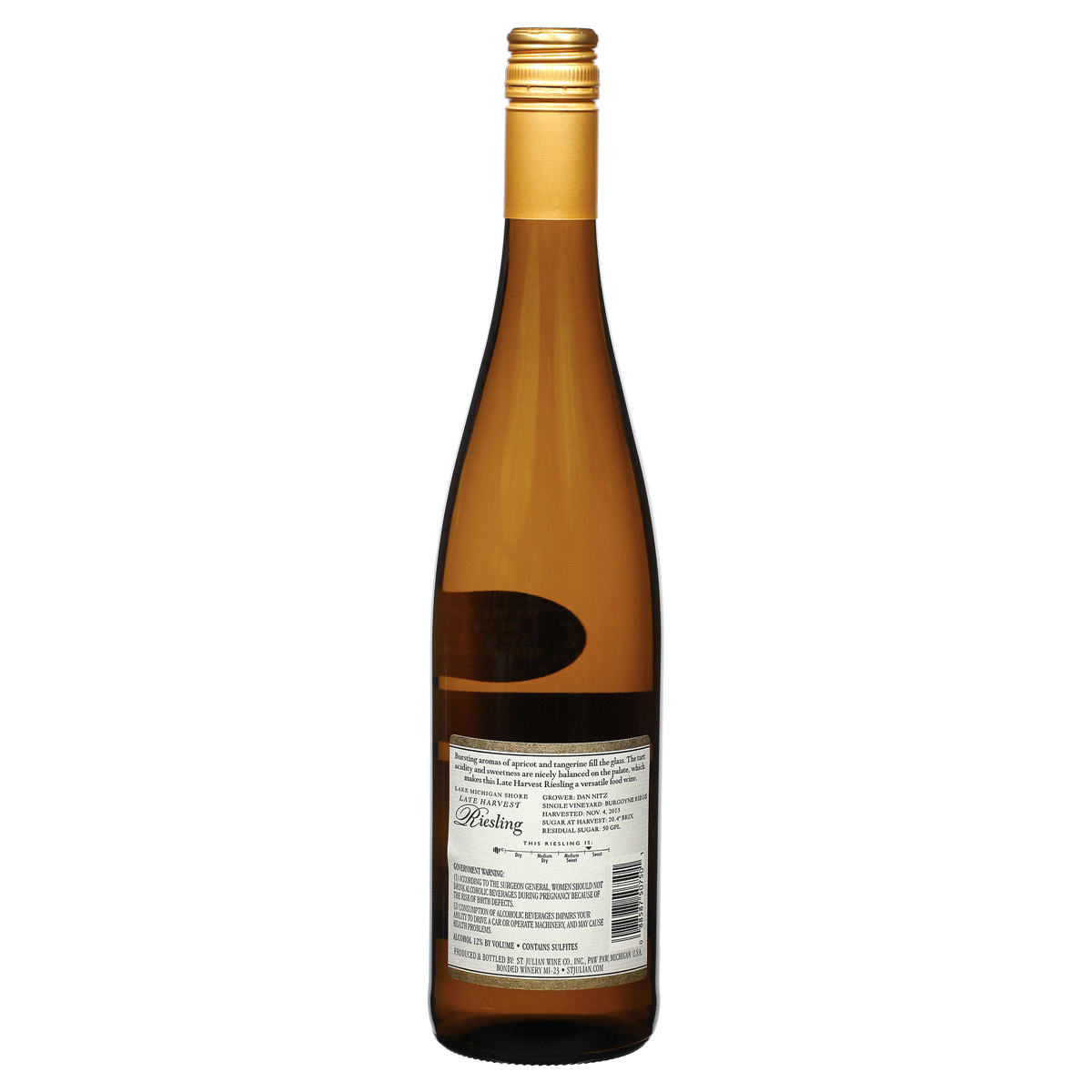 slide 2 of 2, St. Julian Late Harvest Riesling Wine, 750 ml