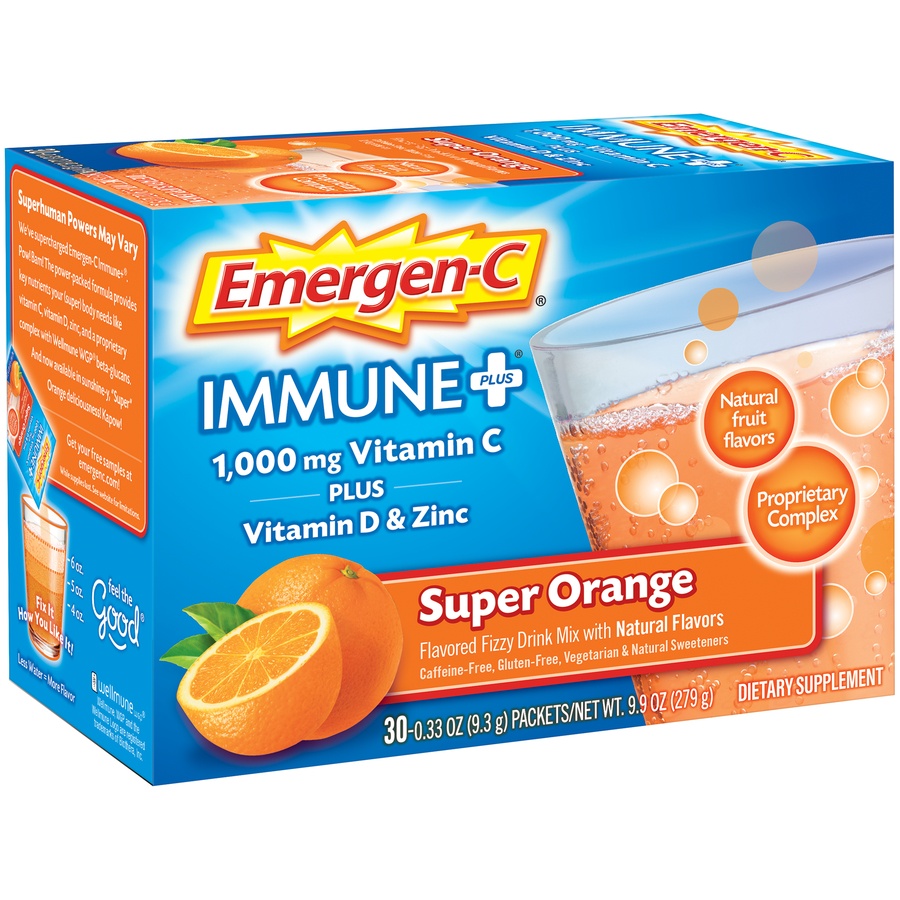 slide 2 of 7, Emergen-C Orange Immune Plus Super, 30 ct