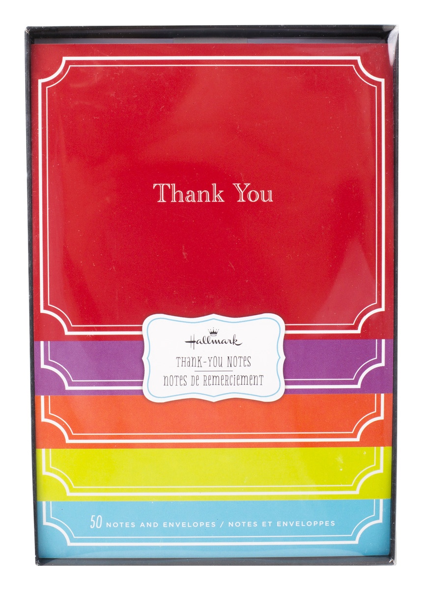 slide 1 of 1, Hallmark Solid Color Thank You Notes With Cards and Envelopes, 50 ct