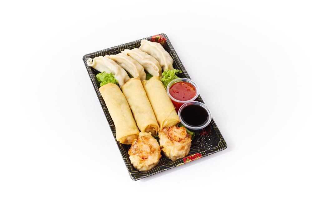 slide 1 of 1, Wabisan Asian Foods Shrimp Shumai And Veggie Egg Roll Combo, 1 ct
