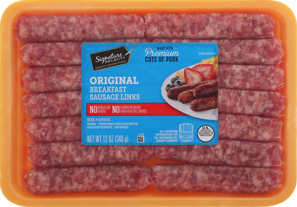 slide 6 of 9, Signature Select Original Breakfast Sausage Links 12 oz Tray, 