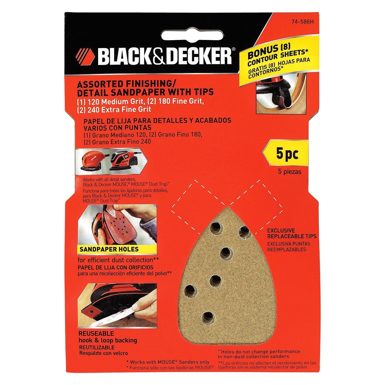 slide 1 of 2, BLACK+DECKER Assorted Finishing Detail Sandpaper With Tips, 5 ct