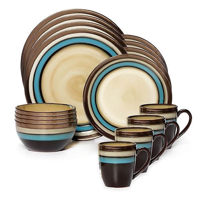 slide 2 of 2, Gourmet Basics by Mikasa Spector Blue Dinnerware Set, 16 ct