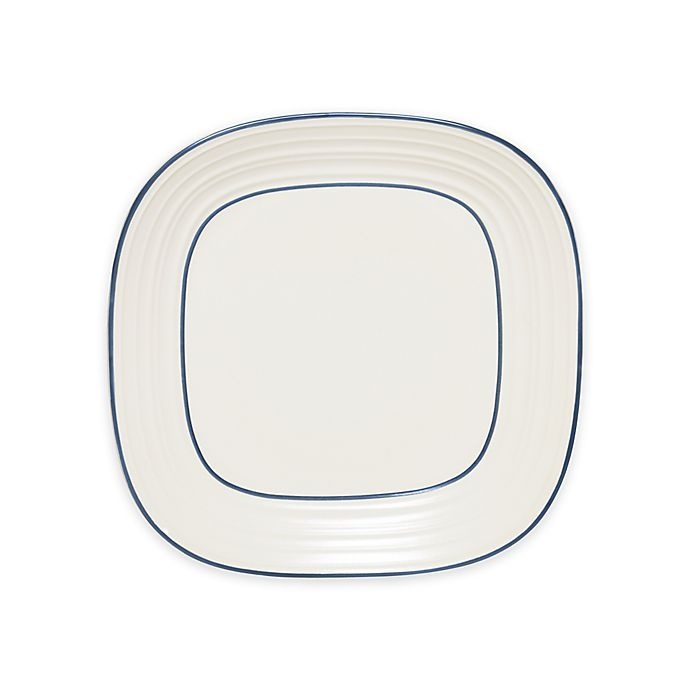 slide 1 of 1, Mikasa Swirl Square Banded Dinner Plate - Blue, 1 ct