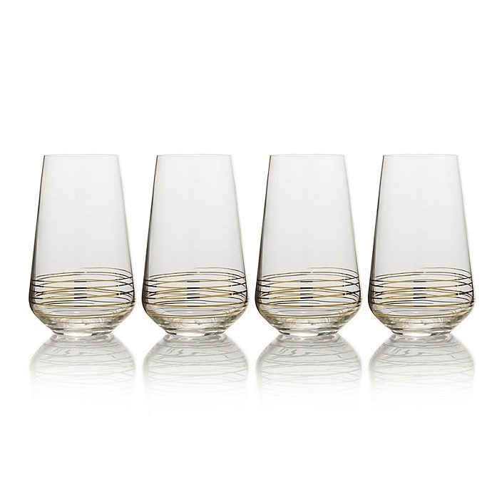 slide 2 of 2, Mikasa Electric Boulevard Highball Glasses - Gold, 4 ct