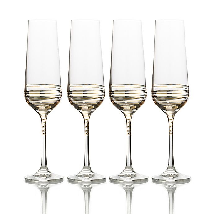 slide 2 of 2, Mikasa Electric Boulevard Champagne Flutes - Gold, 4 ct