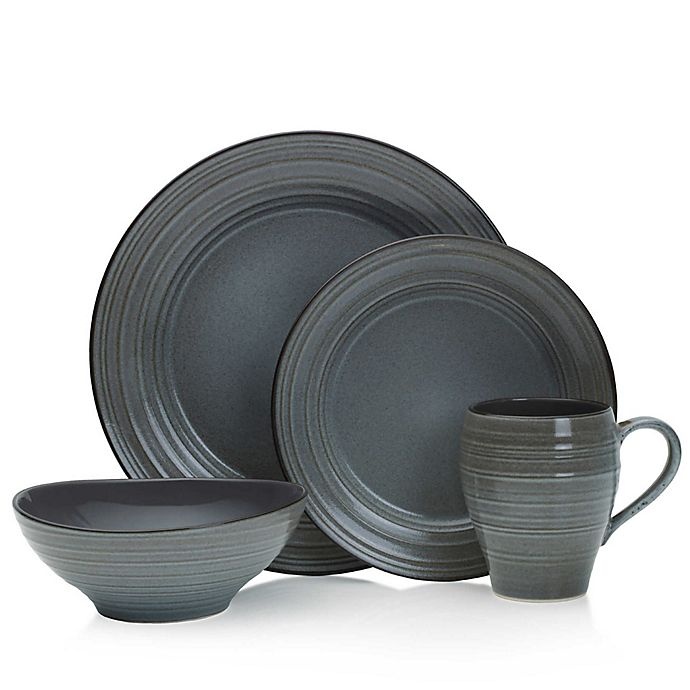 slide 2 of 2, Mikasa Swirl Speckle Dinnerware Set - Graphite, 16 ct