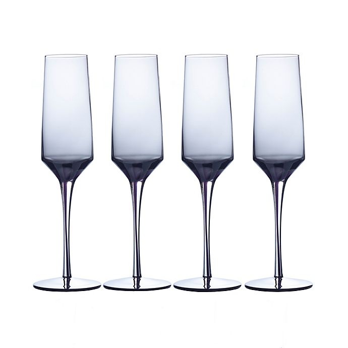 slide 2 of 2, Mikasa Swirl Edge Champagne Flutes - Smoke, 4 ct