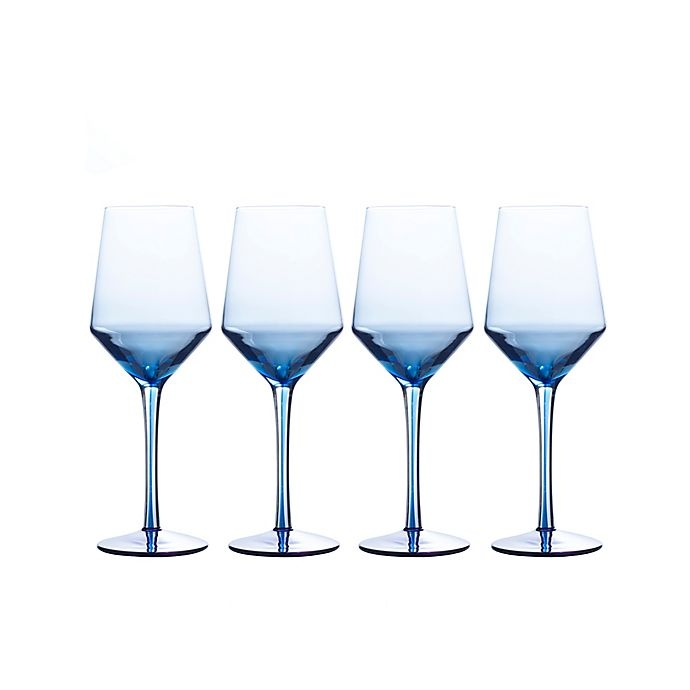 slide 2 of 2, Mikasa Swirl Edge White Wine Glasses - Blue, 4 ct