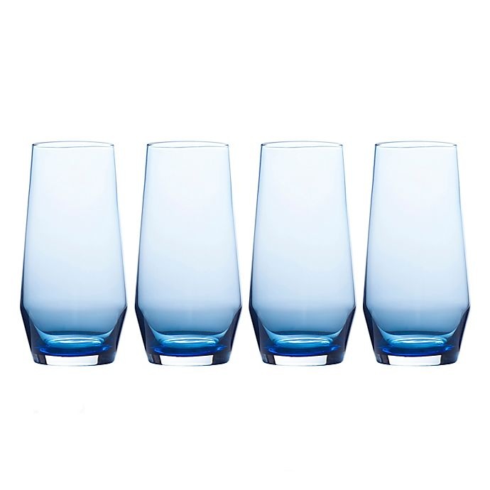 slide 2 of 2, Mikasa Swirl Edge Highball Glasses - Blue, 4 ct